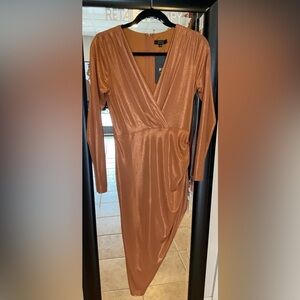 Privy Shimmering Asymmetrical Long Sleeve Dress